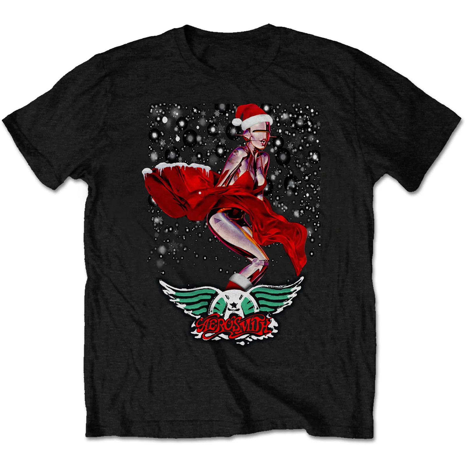 Aerosmith Band Christmas T-Shirt Cotton Black Gift For Friends MO176