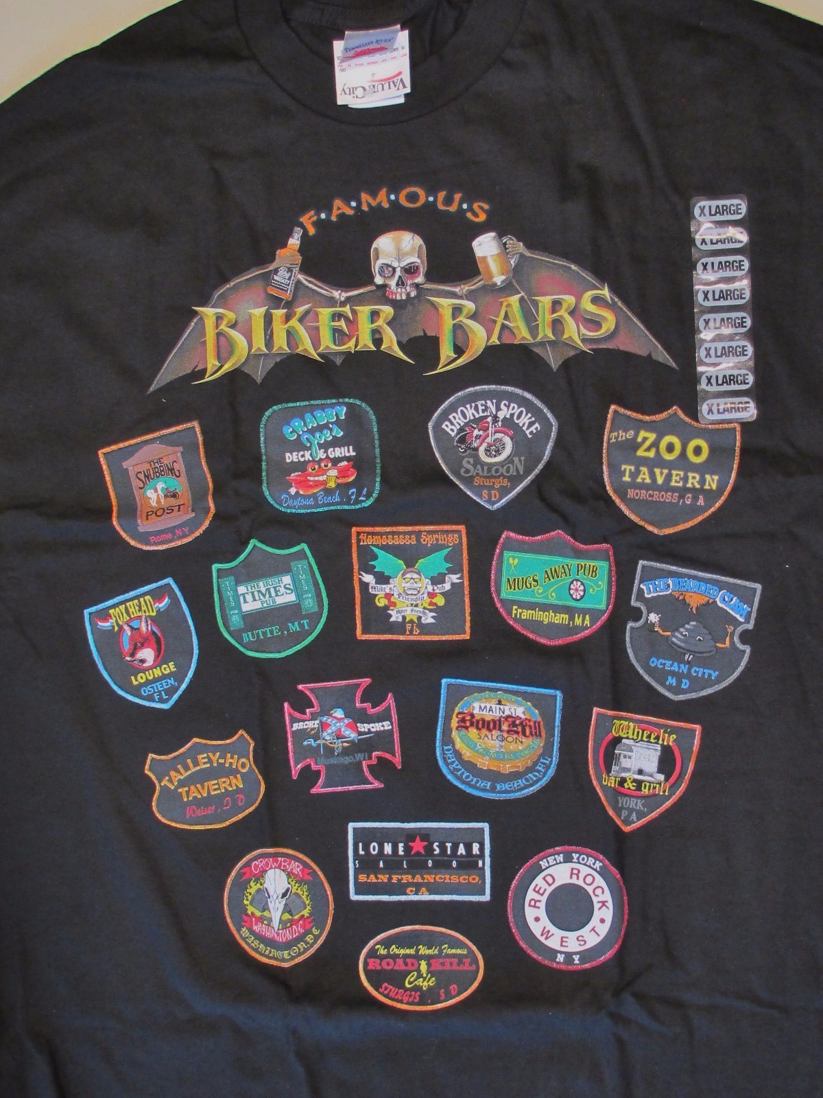 Famous Biker Bars T-Shirt Medium 36&Prime; Chest NOS USA Screen Print 1990&rsquo;s