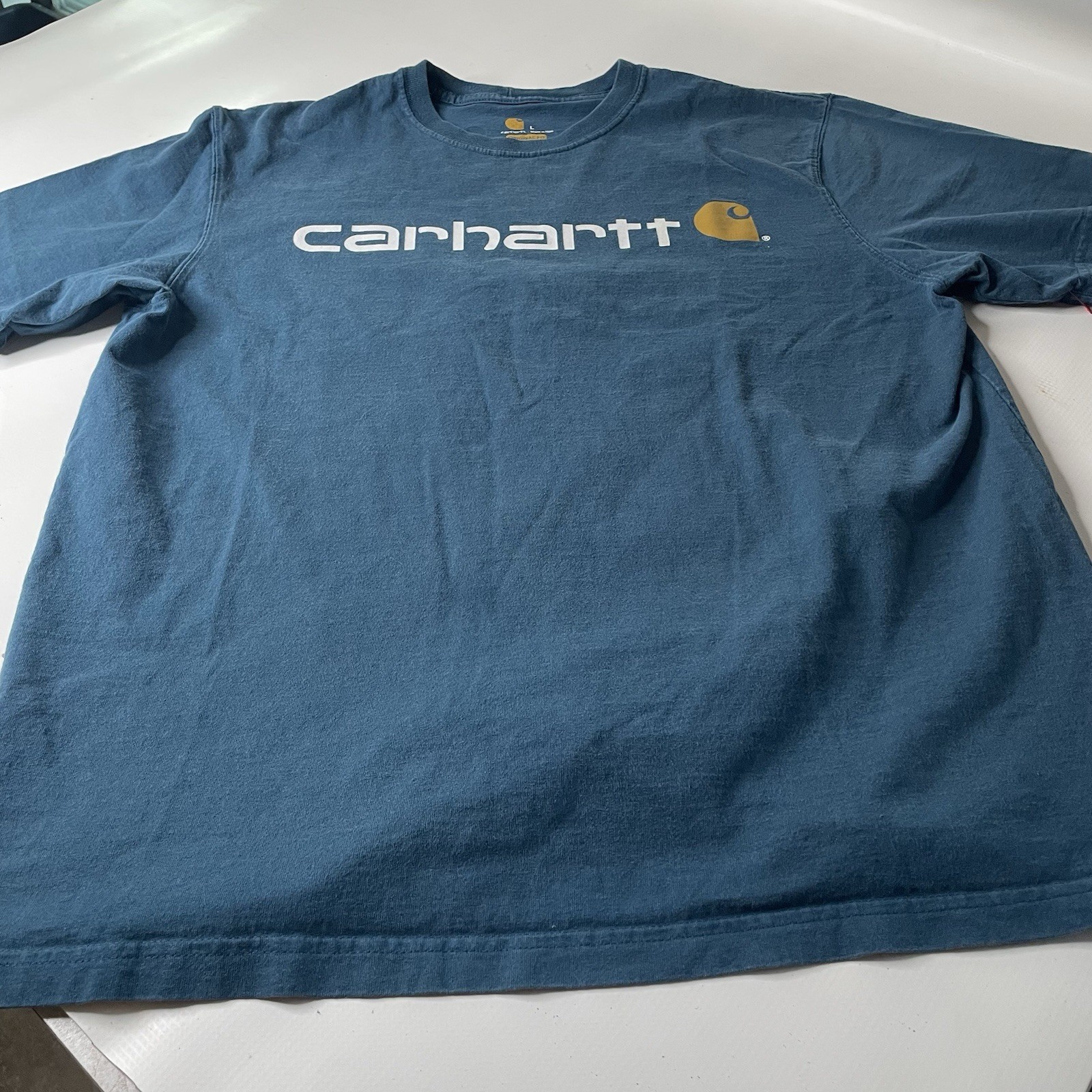 Carhartt K195 Men&rsquo;s Blue Logo Graphic Print Crew Neck Tee Original Fit L