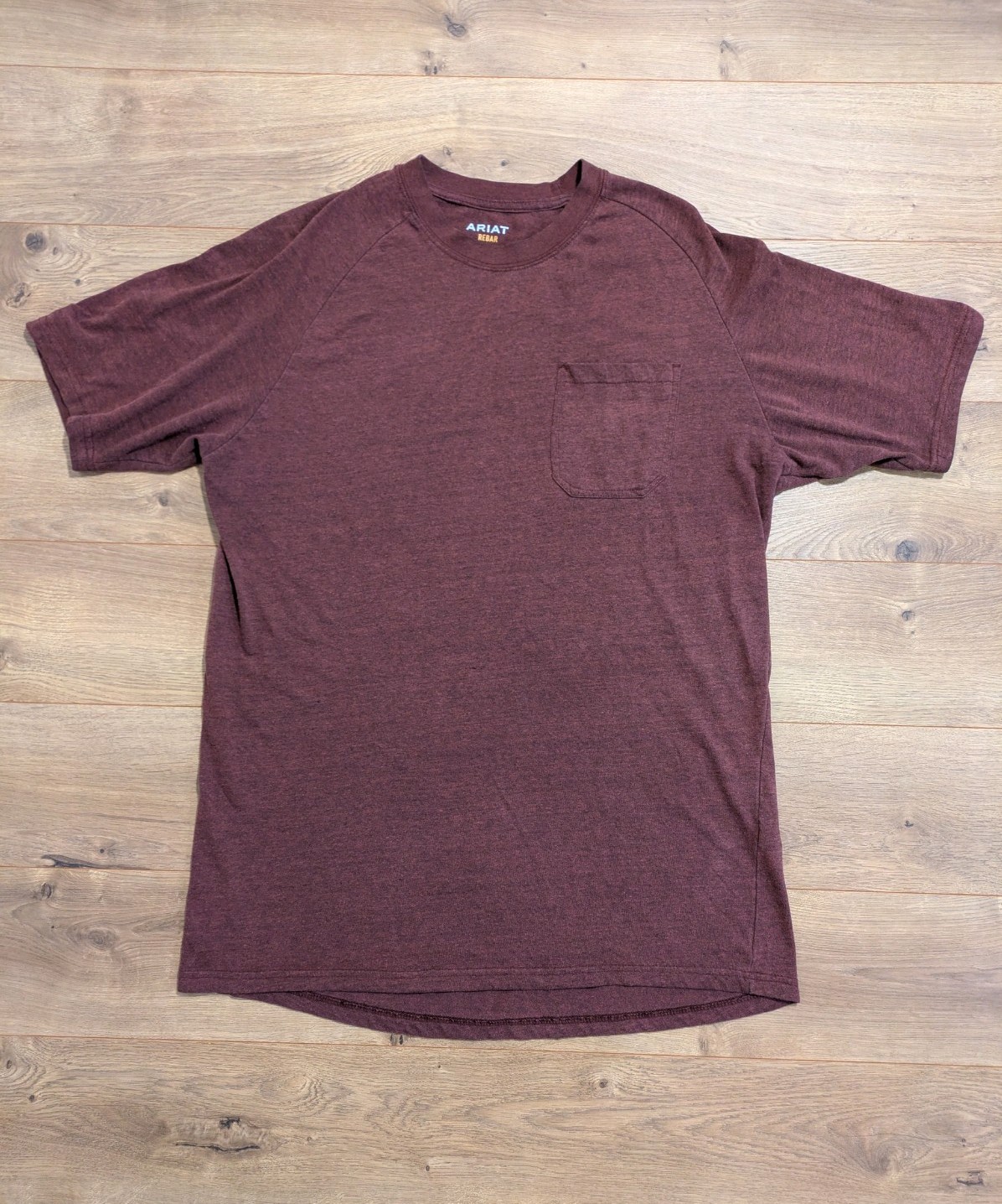 Ariat Rebar Men’s Size Large Tall Maroon Pocket Tee Work Shirt
