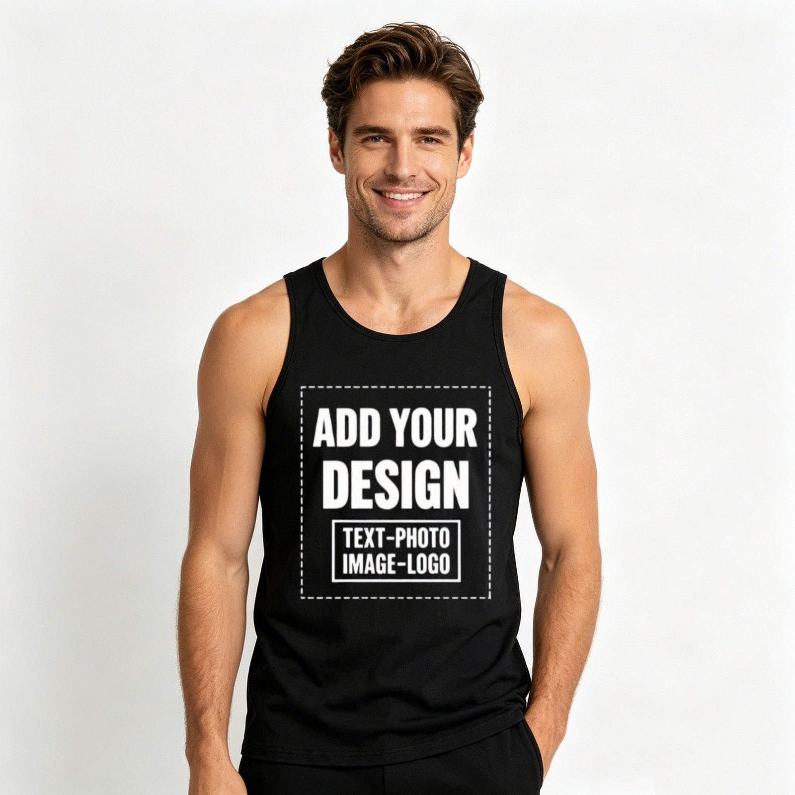 Custom Men&rsquo;s Tank Top – Personalized Photo/Text/Logo Print, Soft 100% Cotton