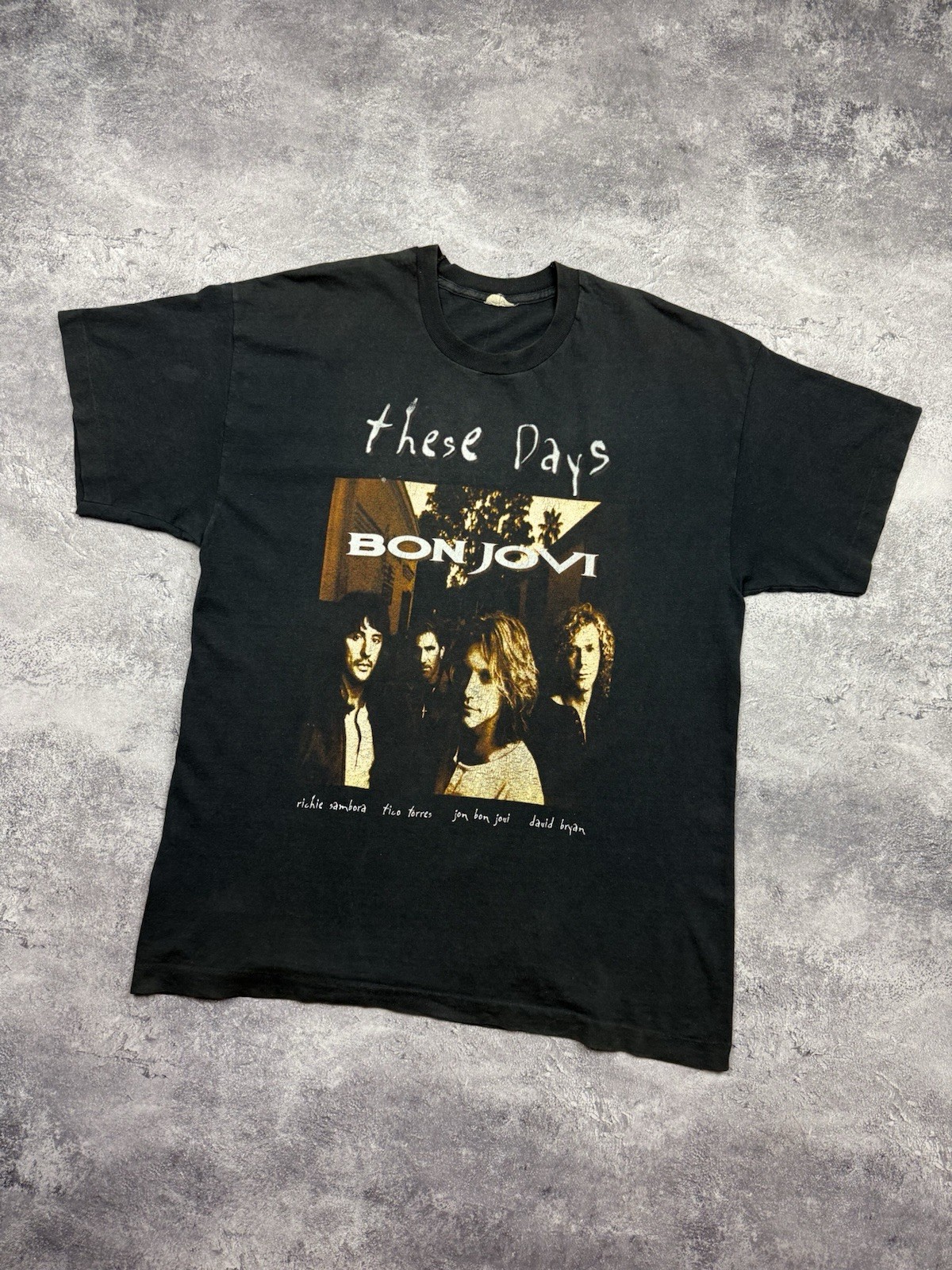 Vintage 1996 Bon Jovi These Days Rare Tour T-Shirt Single Stitch Black Size XL
