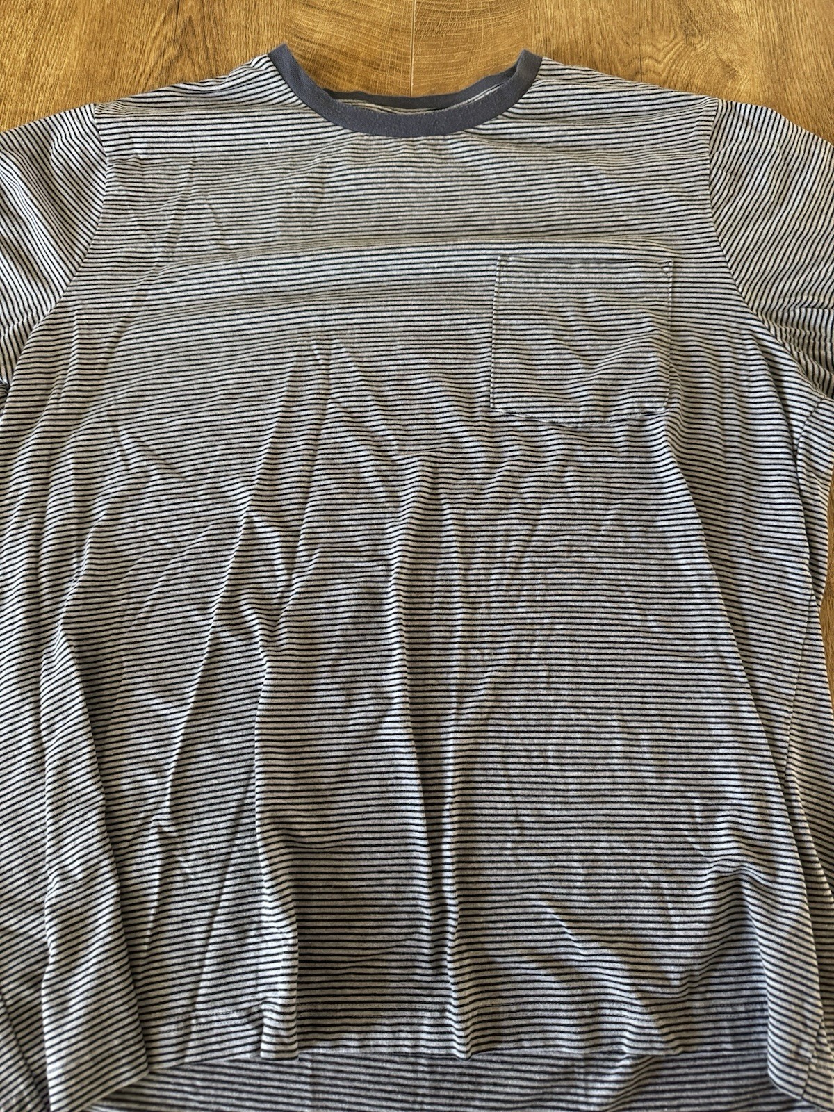 George Men&rsquo;s XL Striped Crew Neck Pocket T-Shirt Gray Short Sleeve