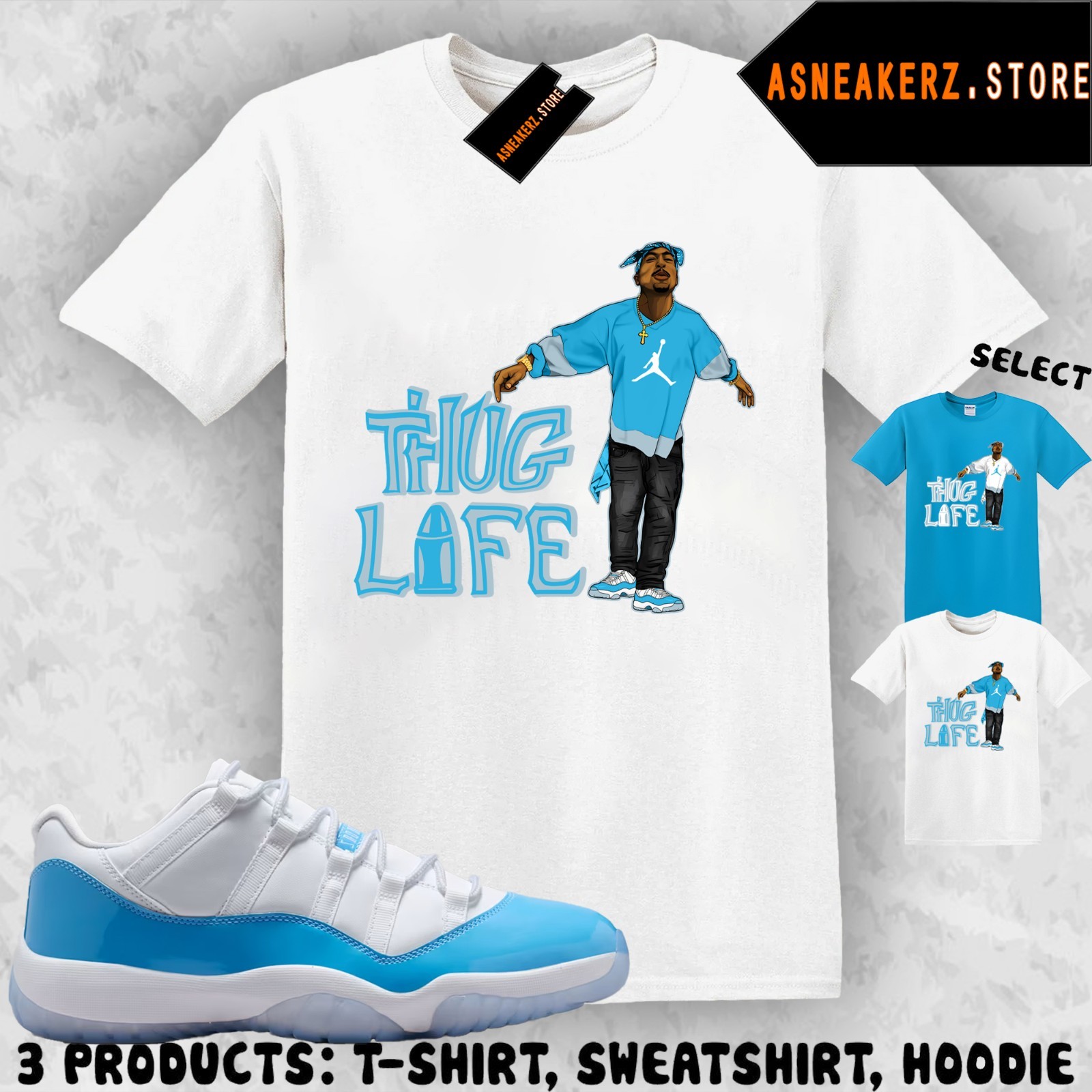 Shirt Matching AJ 11 Low University Blue 2026 To Match Sneaker Sneakerhead Tupac