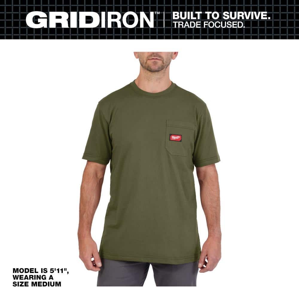 Milwaukee Men&rsquo;s Medium Green GRIDIRON Cotton/Polyester Short-Sleeve T-Shirt