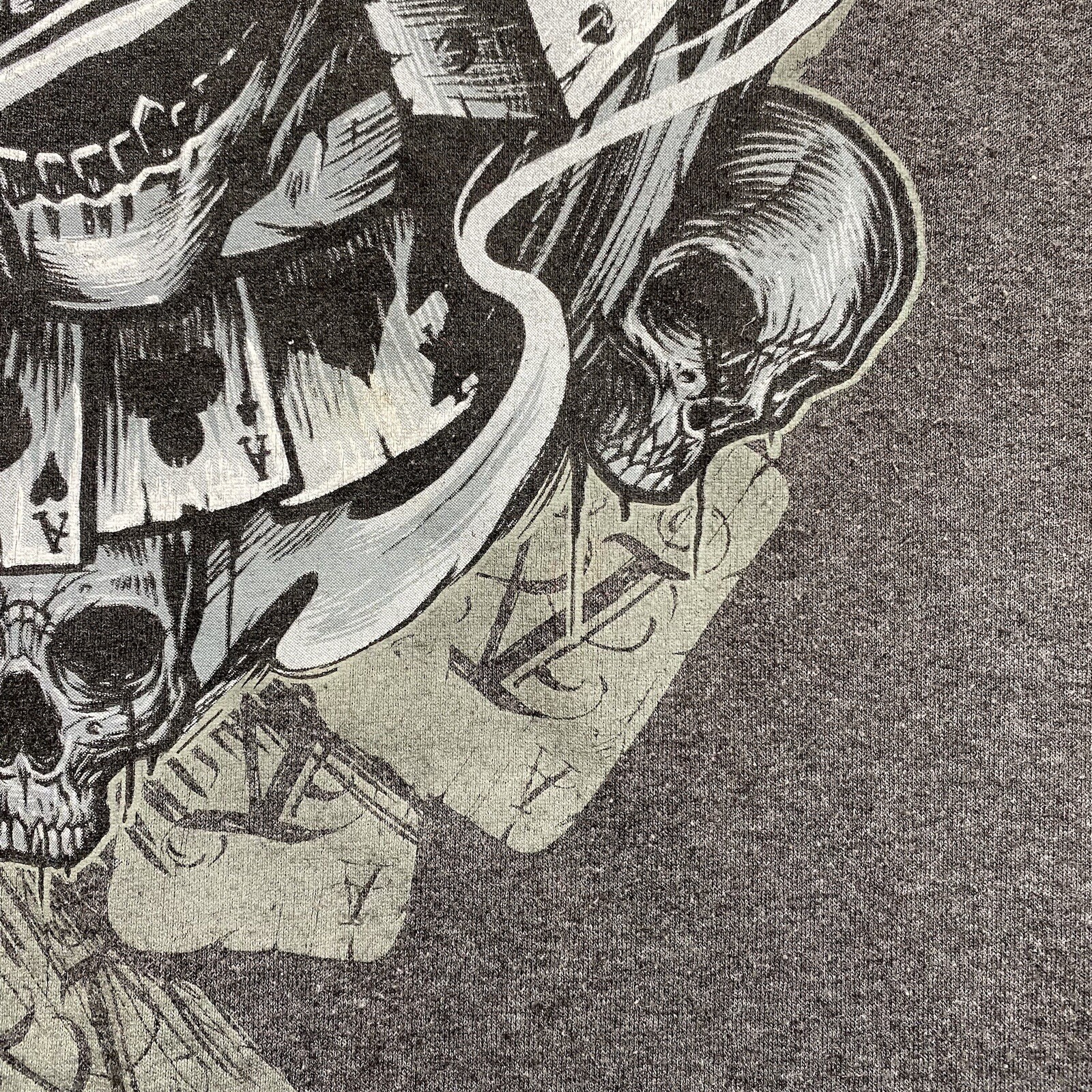 Vintage Skull Poker Gambler Shirt Macabre Gothic Top Hat Gray 3XL