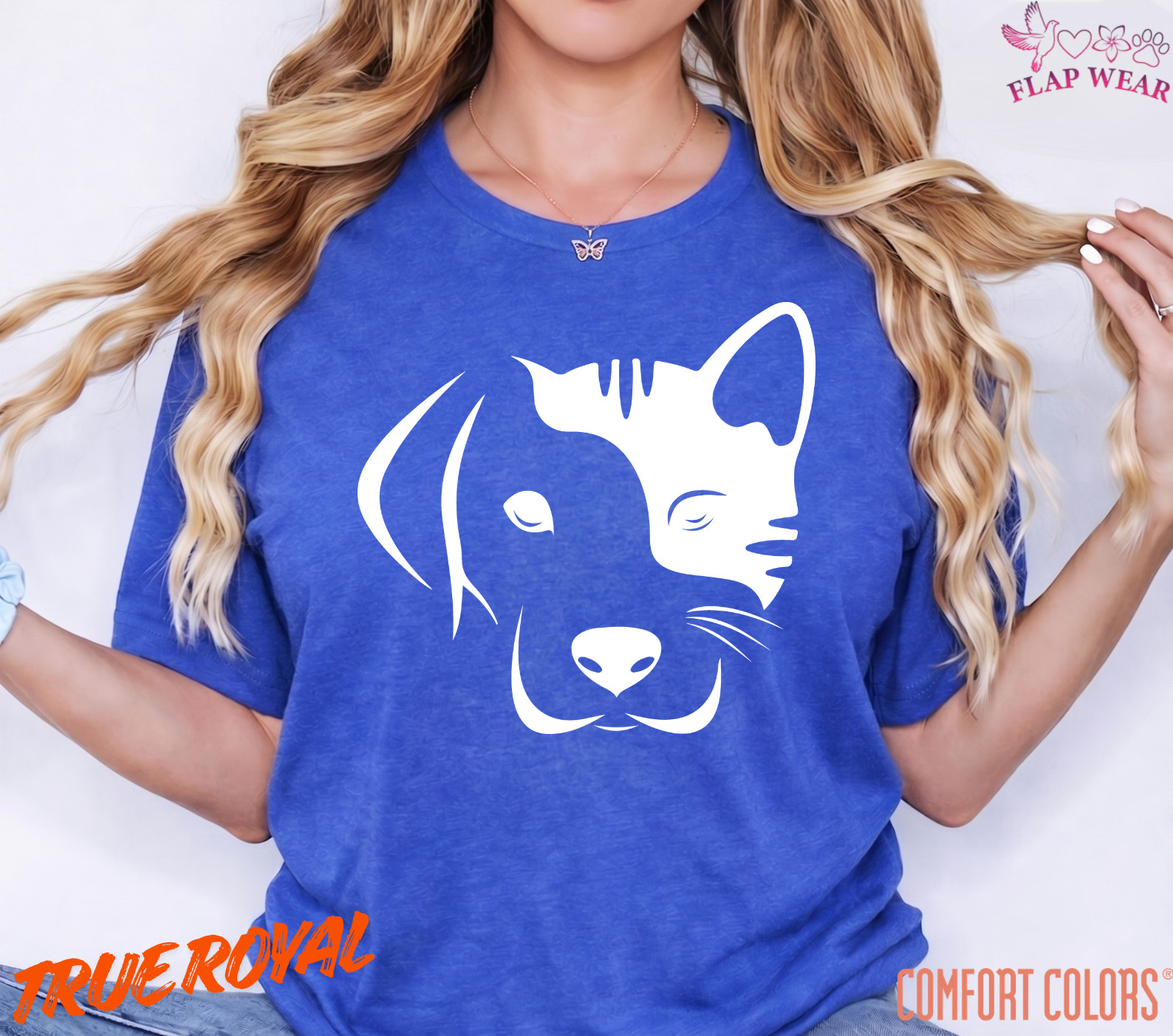 Dog and Cat Split Face T-Shirt – Minimalist Pet Lover Graphic Tee – Cute Dog Cat