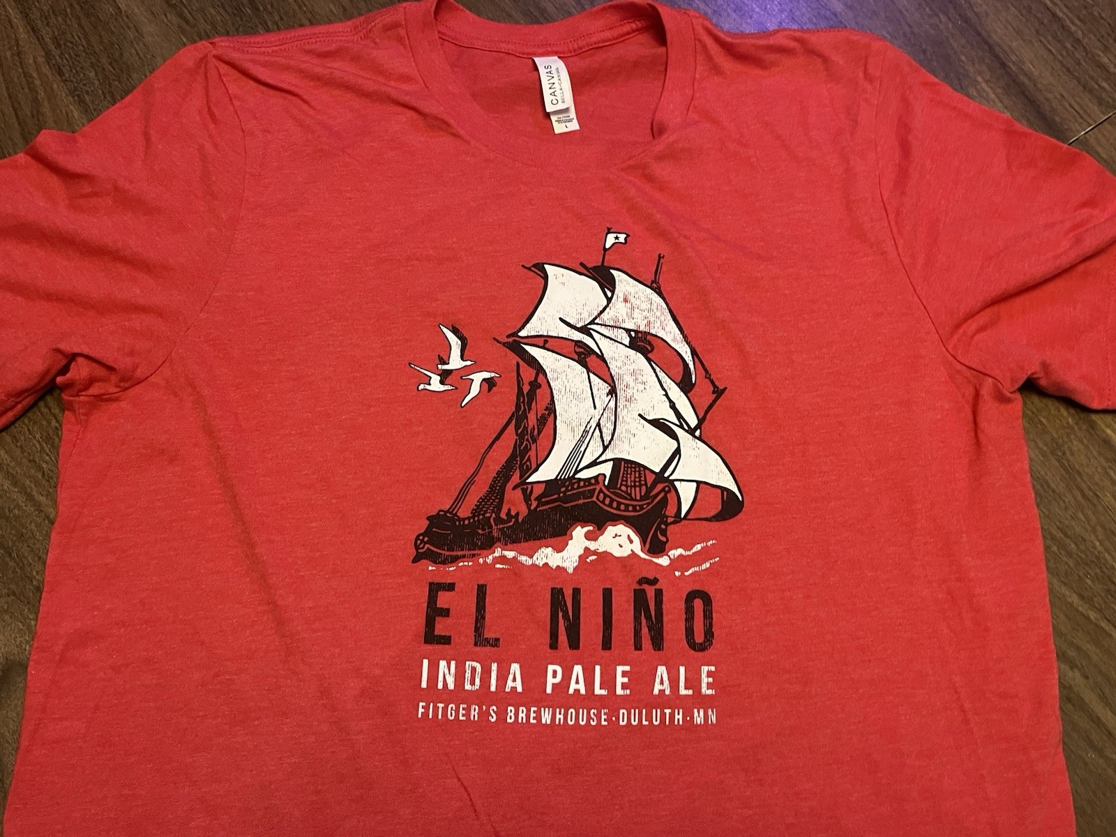 El Nino India Pale Ale Fitger’s Brewhouse Duluth MN Large Red T Shirt