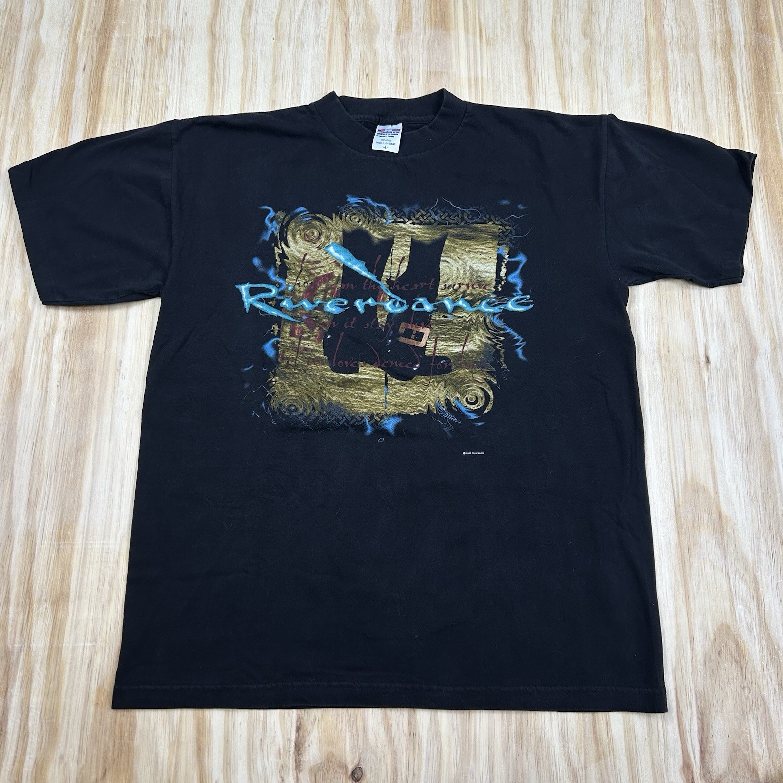 Vintage Riverdance T Shirt Sz L Black Single Stitch 90&rsquo;s Short Sleeve Irish
