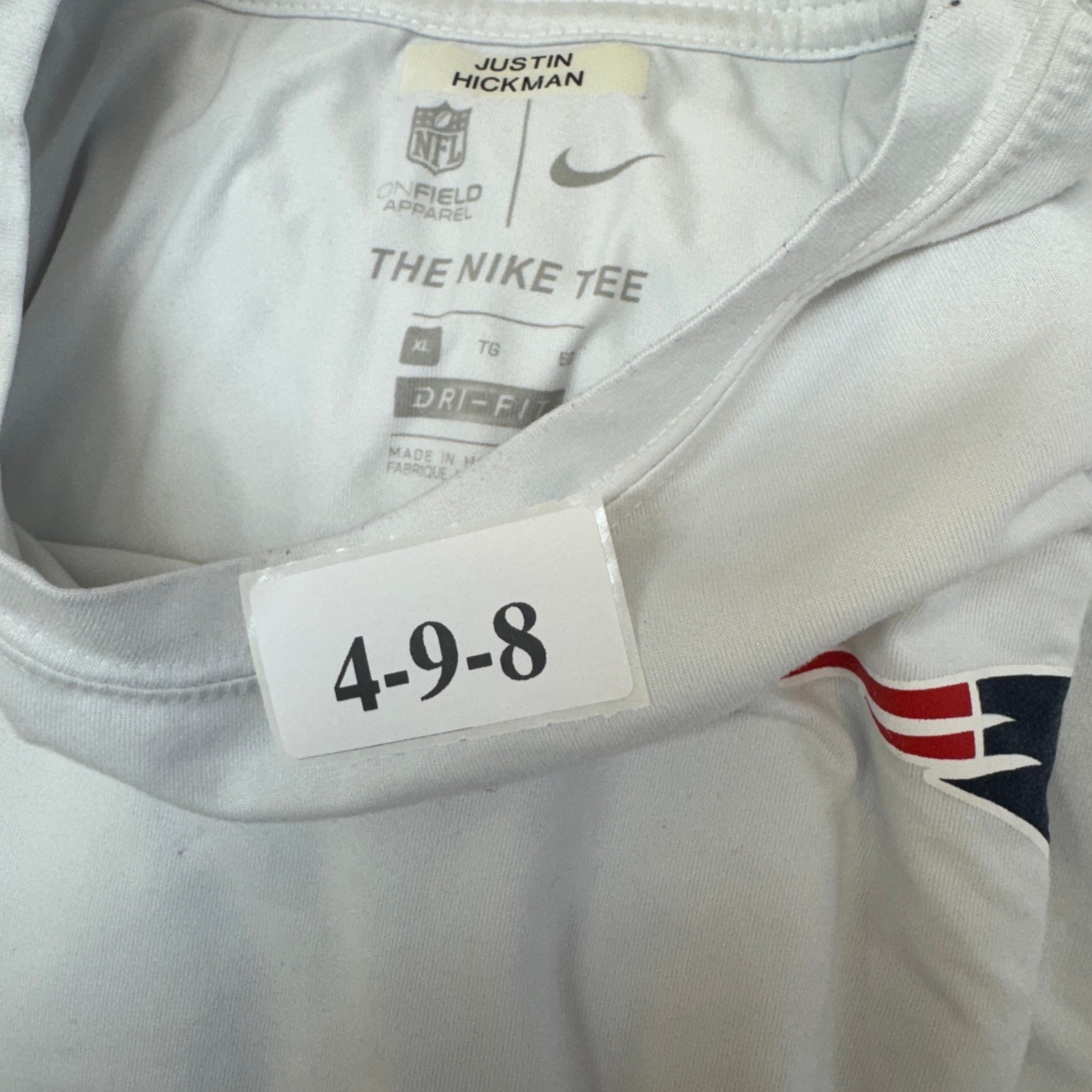 Nike Shirt Mens XL White New England Patriots NFL On Field Dri Fit