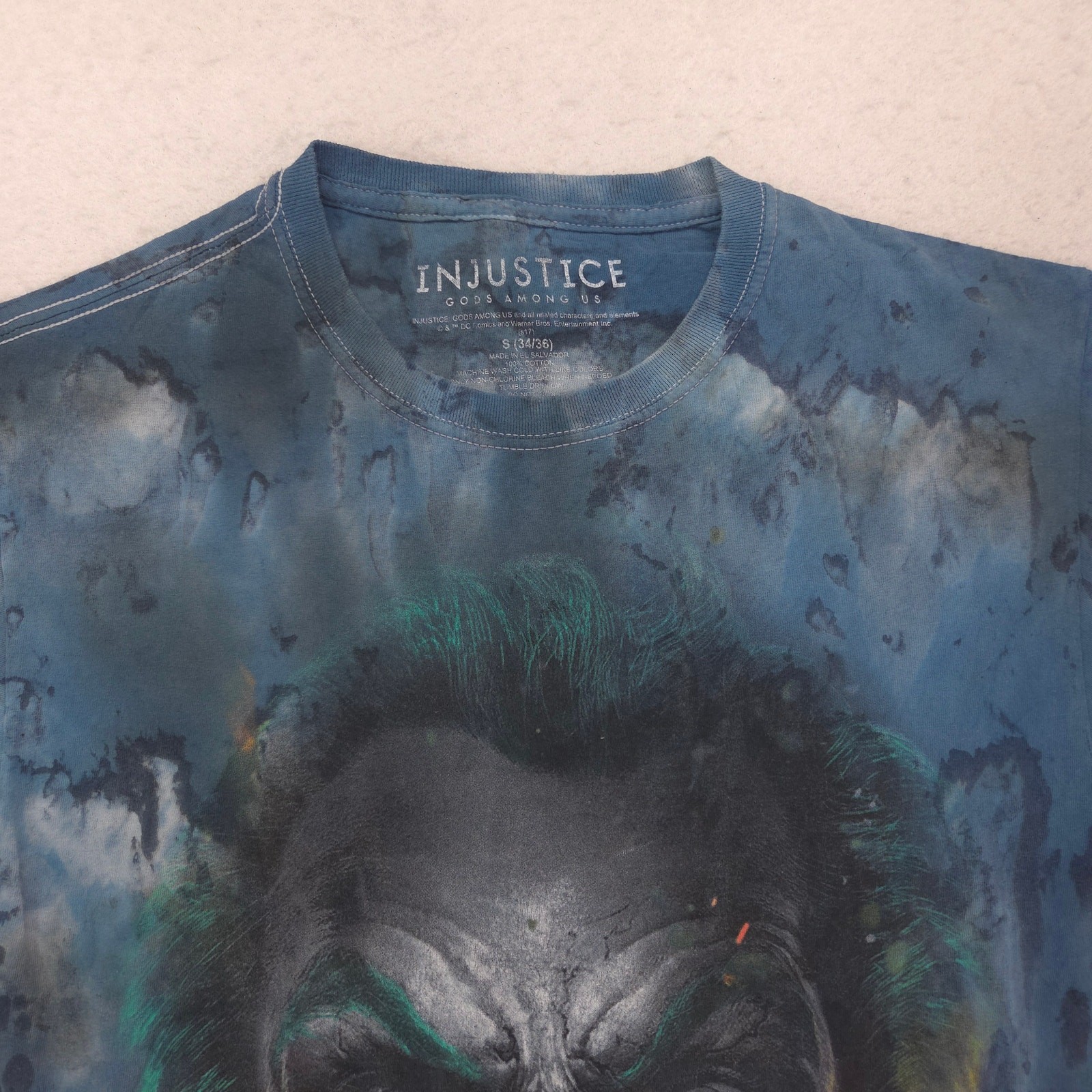 DC Injustice Joker Graphic Video Game Short Sleeve Shirt Mens Size Small S Blue