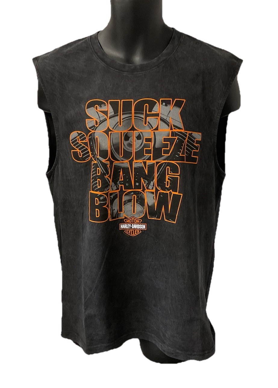 Harley Davidson Men&rsquo;s Combustion Cycle Sleeveless Tank Top Dyed Black 3003032