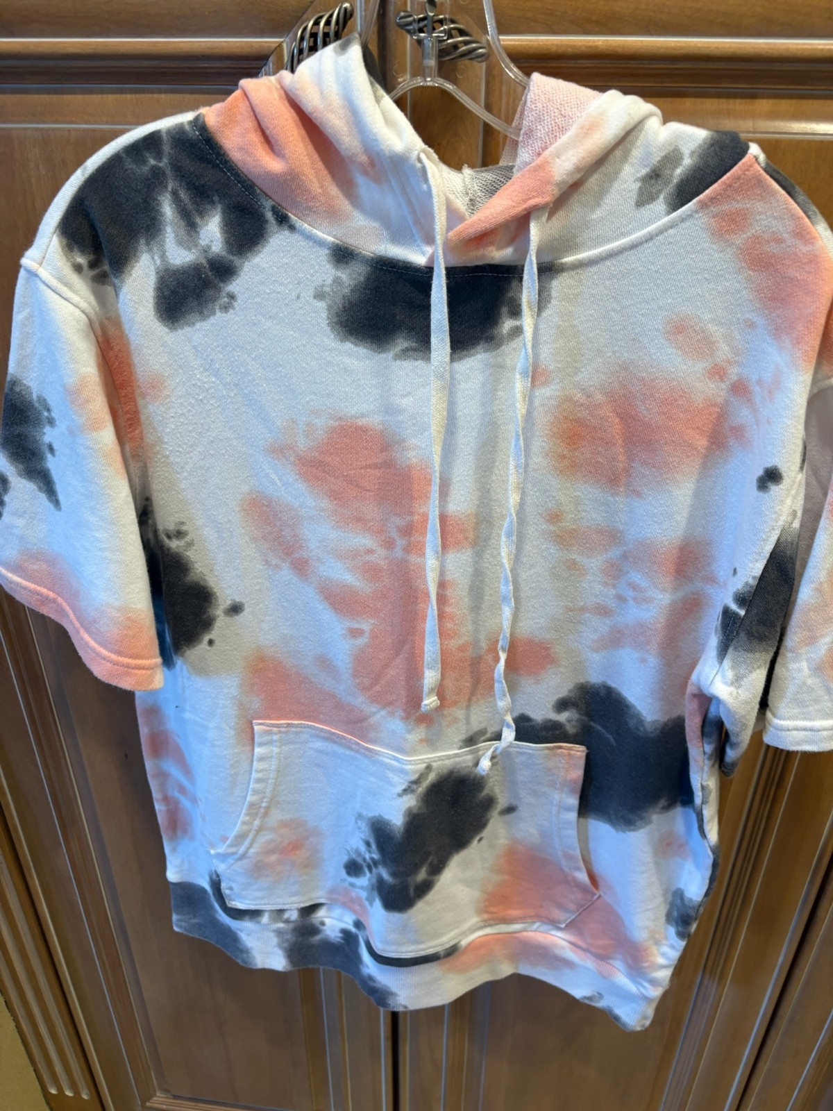 No Boundaries Men’s Tie-Dye Short Sleeve Drawstring Hoodie Shirt M (38-40) New