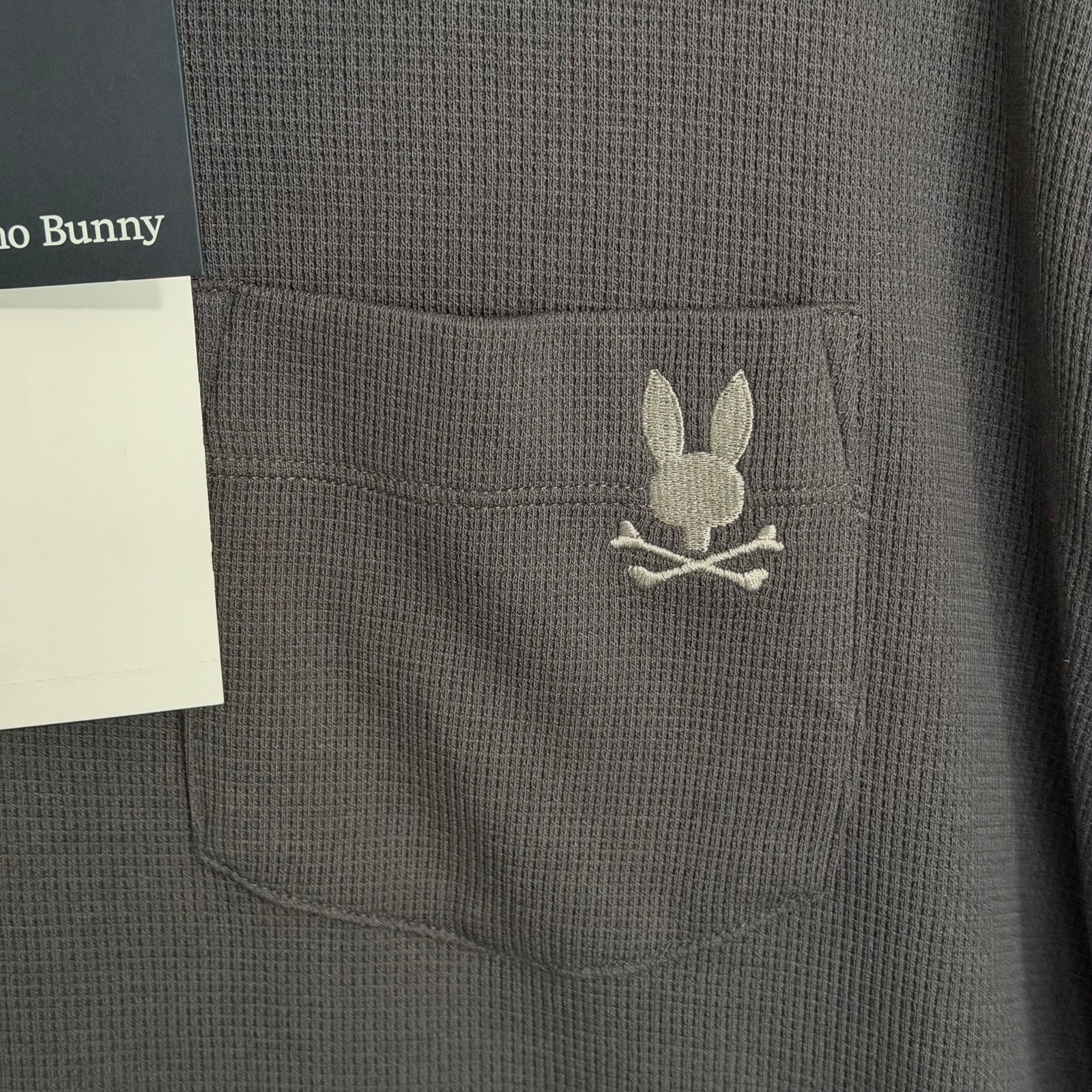 Psycho Bunny Henley T-Shirt Men&rsquo;s XL Long Sleeve Chest Pocket Dark Gray NWT