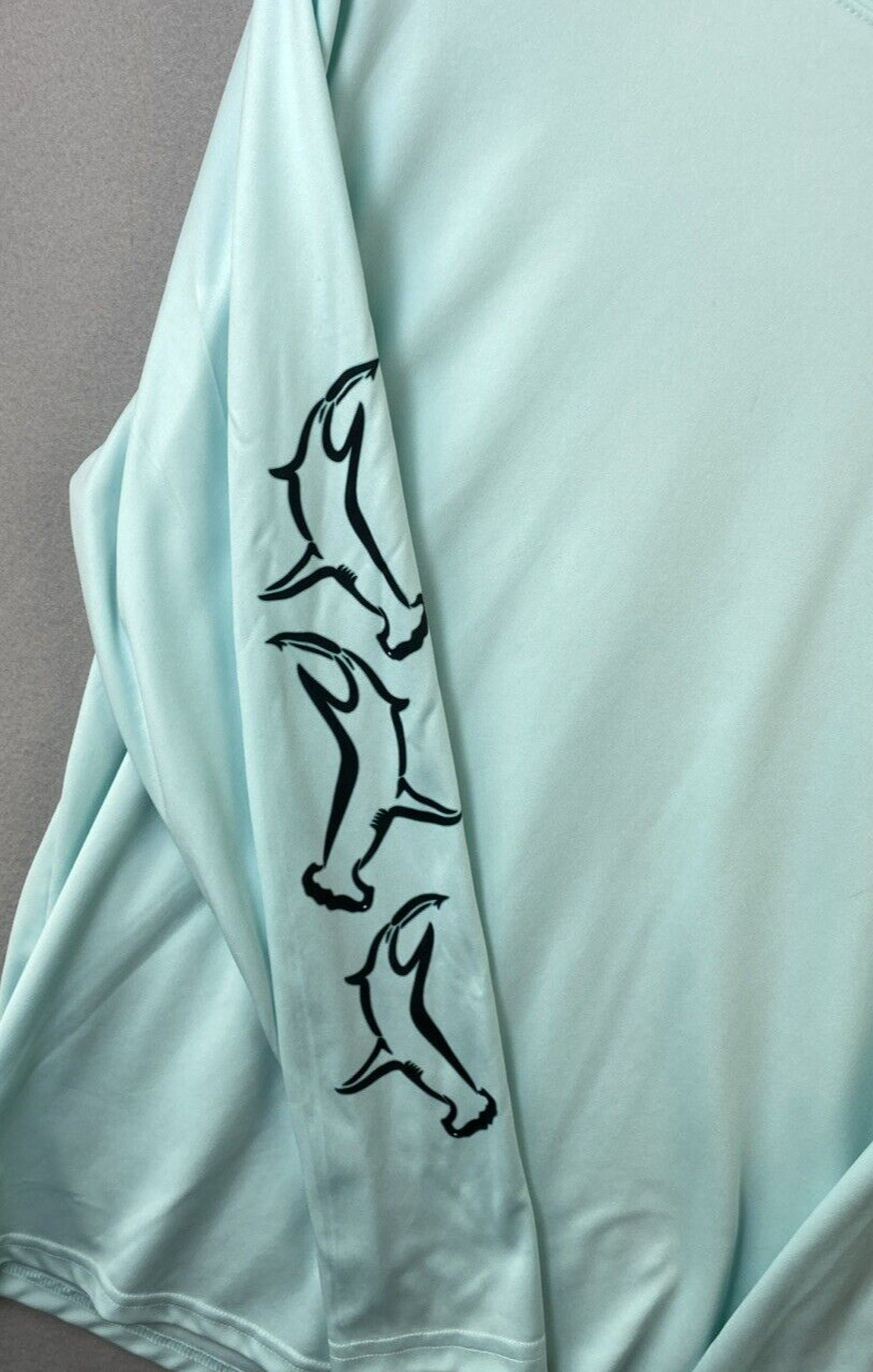 David DunLeavy Performance T-shirt Men&rsquo;s XL Hammerhead Shark Deco Artic Blue EUC