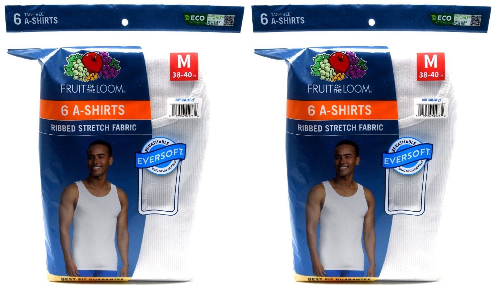 12 White Medium M 38-40 Inch A-Shirt Tanks Fruit Of The Loom M 97-102 CM