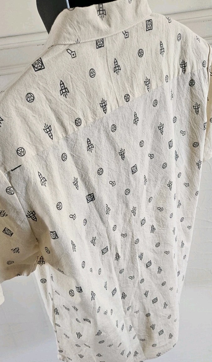 Lawless Apparel Raw Cotton Space Invaders AOP Handmade In Peru Mens S/S Sz L