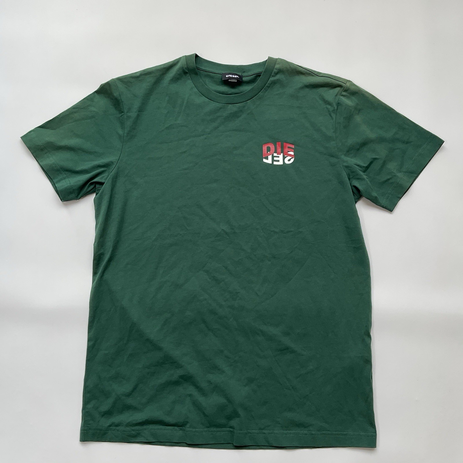 $58 Diesel Men’s T-Diego N25 T-Shirt Short Sleeves In Green Size L