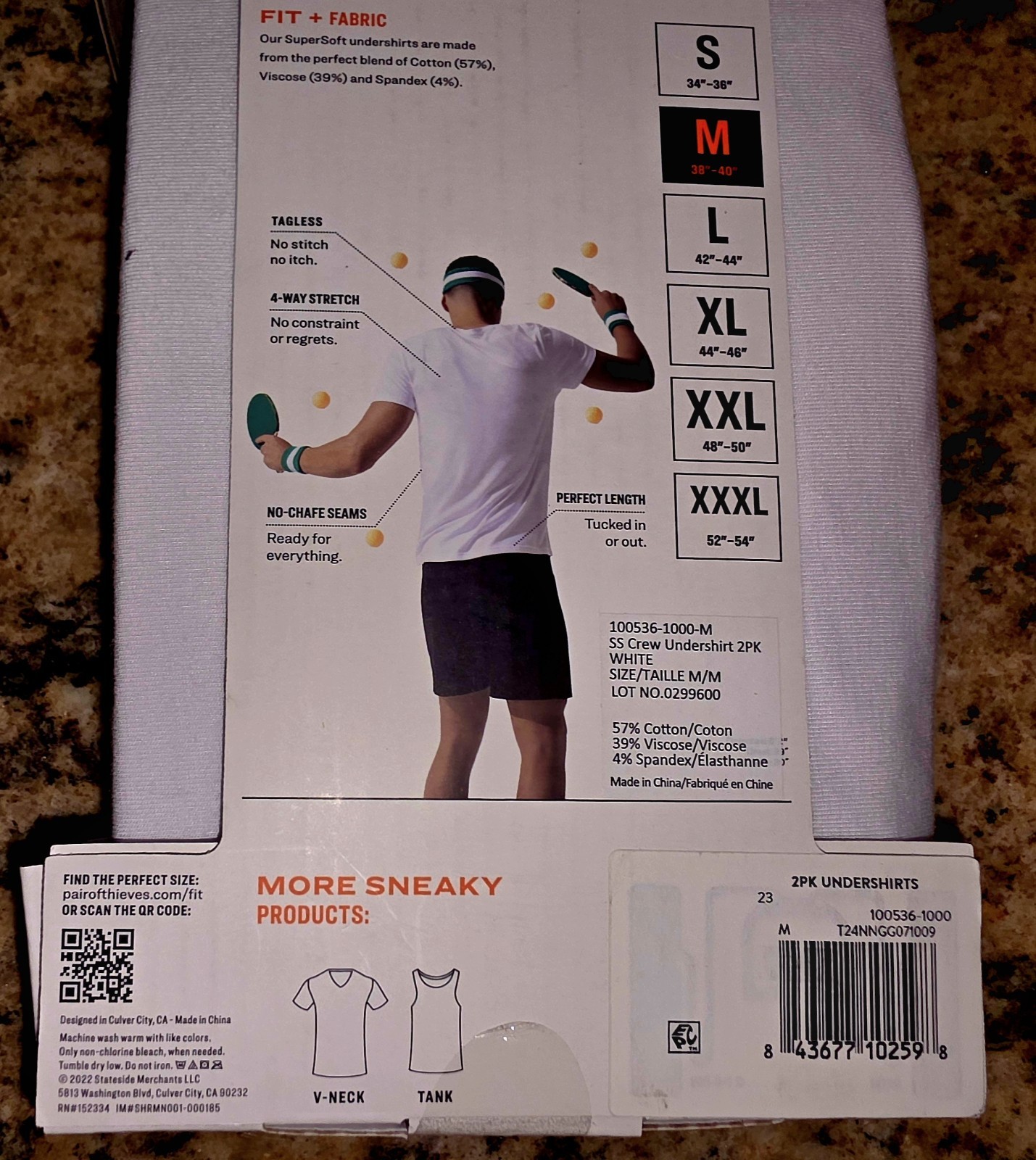 Pair of Thieves Men&rsquo;s 2 pk Crew Undershirt White Size M Medium Fitted Tee