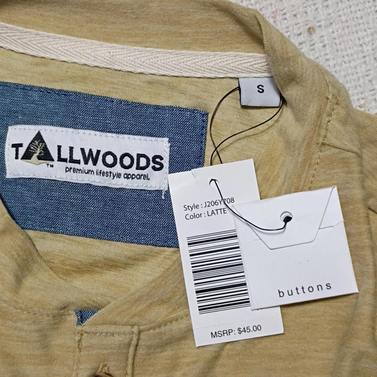 NWT Tallwoods Mens Latte Super Soft Short Sleeve Henley Heathered Size Small