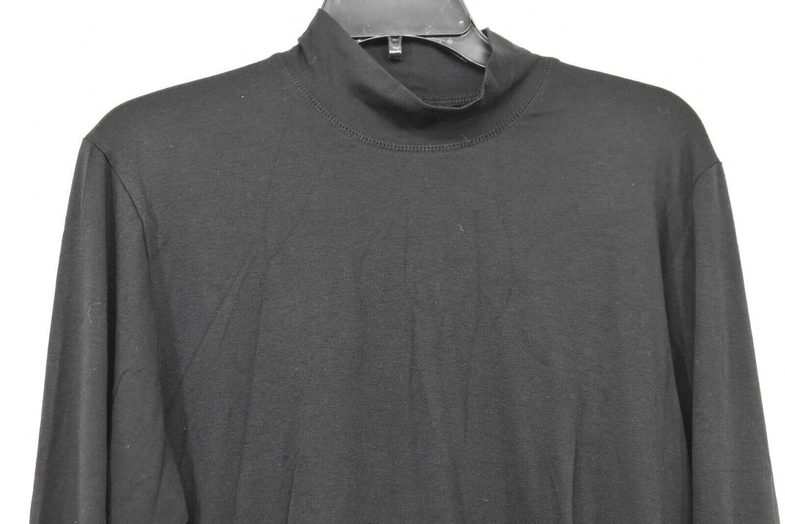 32 Degrees Heat Mens Black High Neck Stretch Comfort-Fit Long Sleeve T-Shirt M