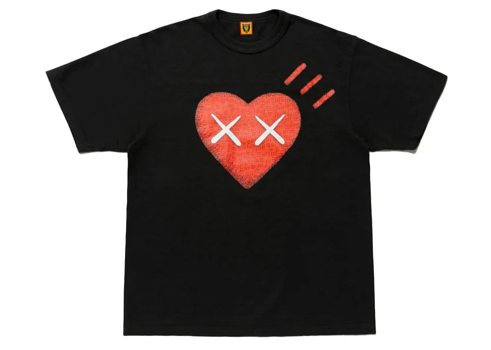 KAWS x HUMAN MADE #6 Tee Heart T-Shirt Black Size L – Large [BRAND NEW]