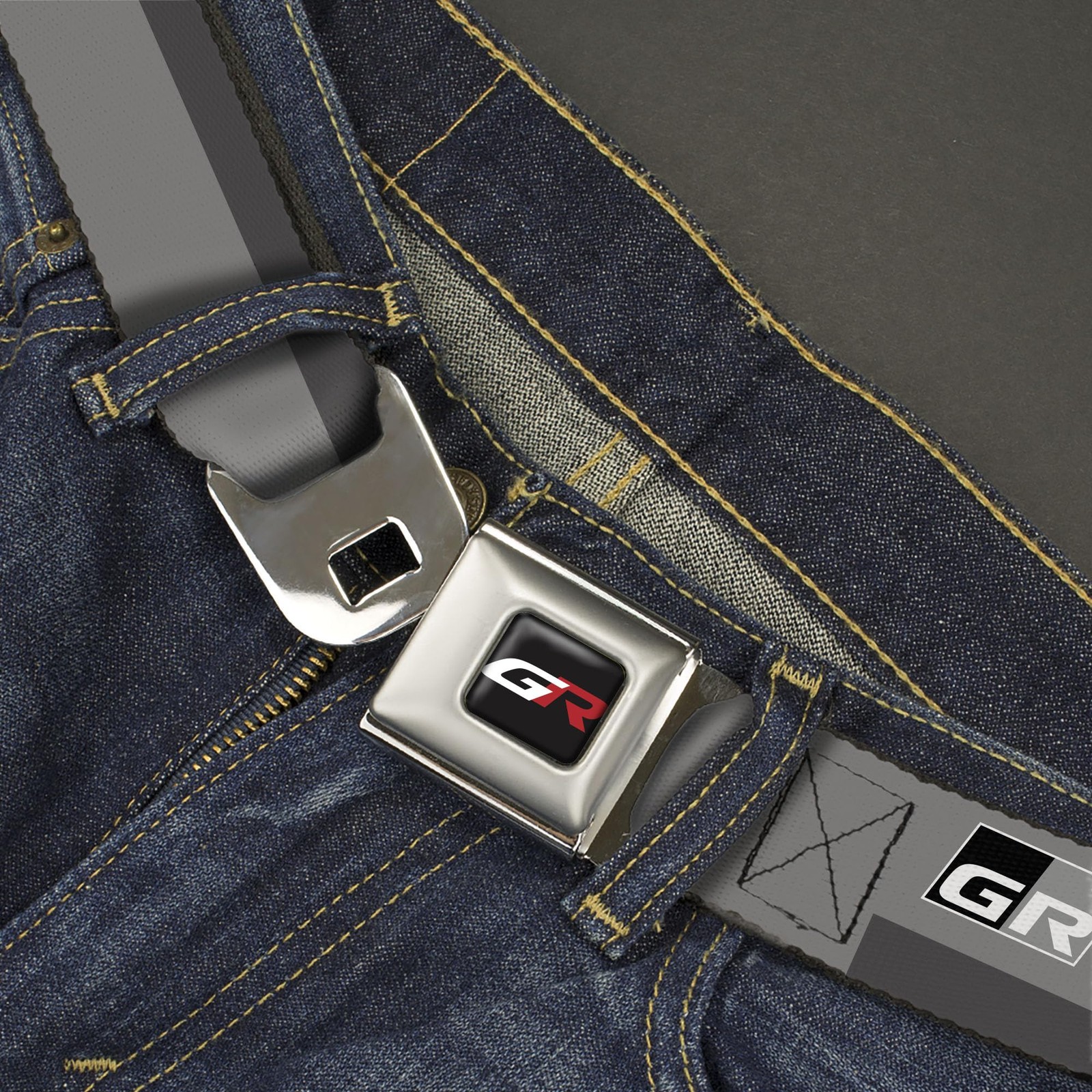Toyota Belt, Seatbelt Buckle Belt, Toyota Gazoo Racing GR Logo and Text Grays…