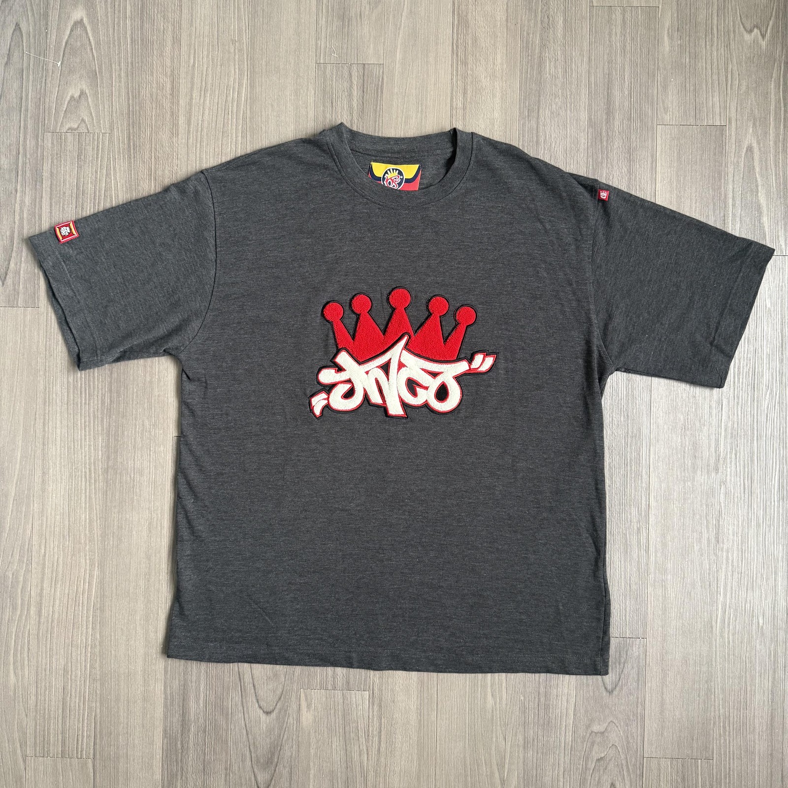 JNCO Jeans Shirt Mens XL Gray Crown Graffiti Logo Graphic T-Shirt Tee Y2K Street