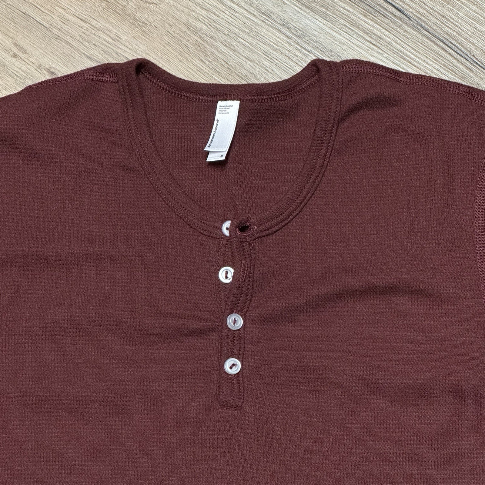 Vtg Y2K American Apparel Maroon Burgundy Thermal Henley Dexter Kill Shirt M