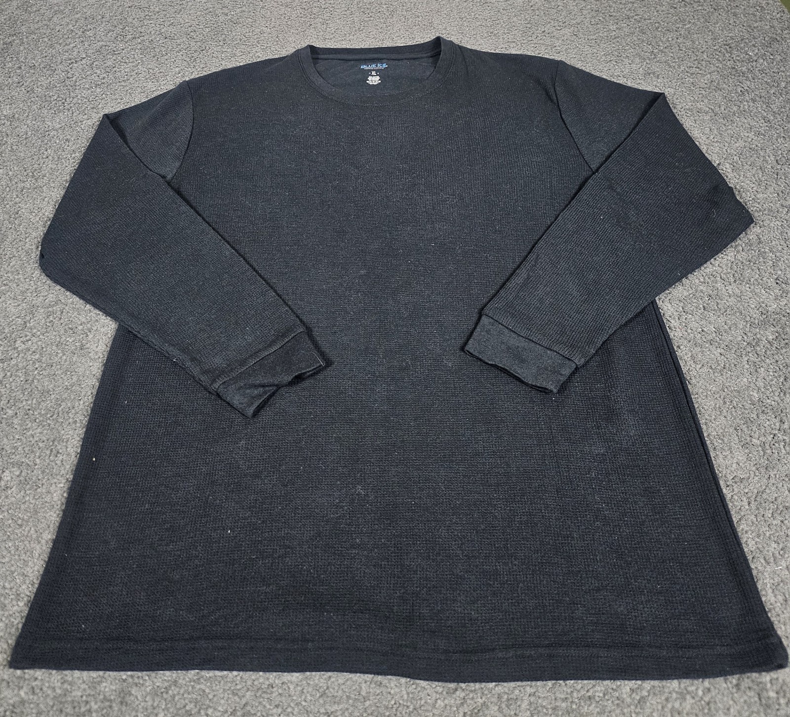 Men&rsquo;s Thermal Shirt XL Black Long Sleeve Crew Neck Blue Ice Stretch Lightweight