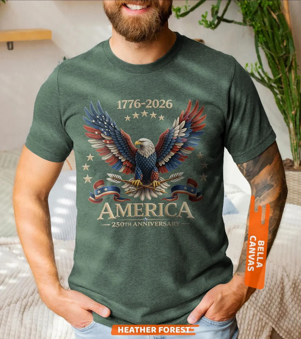 1776-2026 America 250 Years Patriotic Bald Eagle Independence Day T-Shirt
