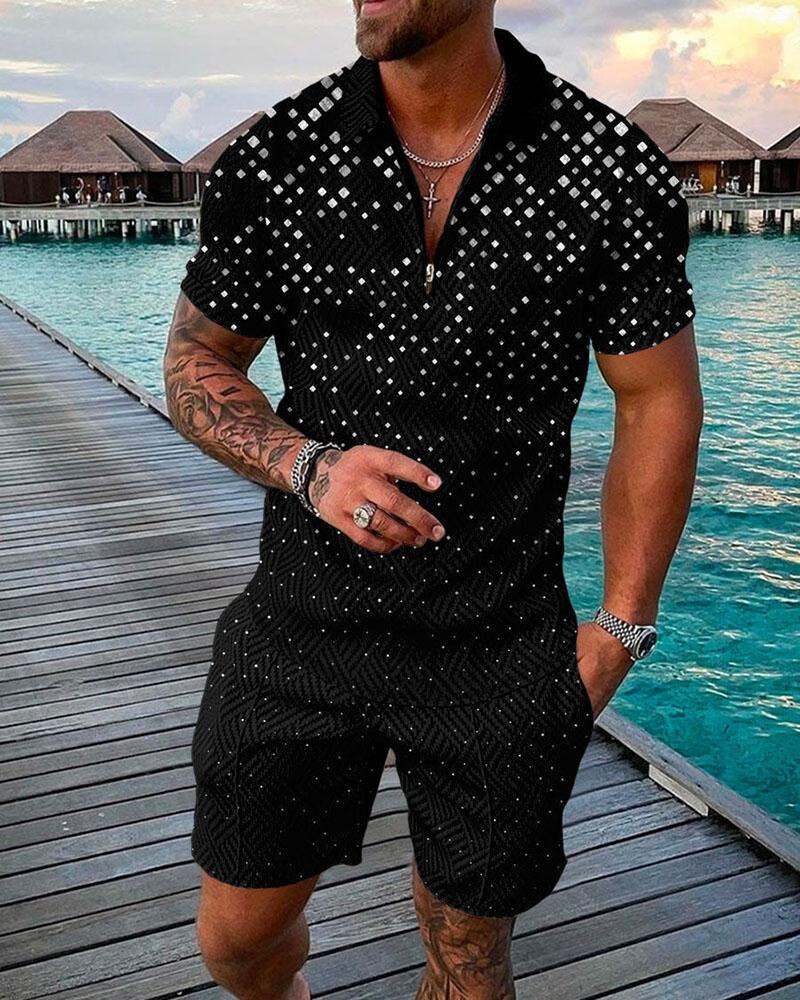 Summer Mens Sweatsuit Short Sleeve T Shirts & Shorts Set 2 Piece Set Outfit 2025
