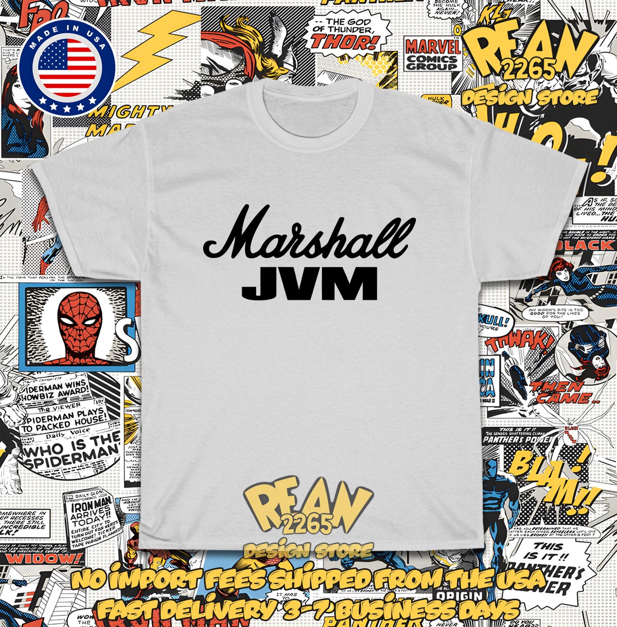 New Tee Shirt Marshall Amplifiers JVM Series Logo Men&rsquo;s T-Shirt American T-Shirt