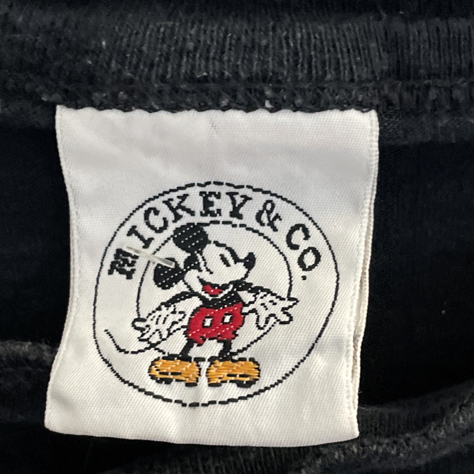 Mickey & Co. Mens Henley T Shirt Black Embroidered XL Cotton Short Sleeve VTG