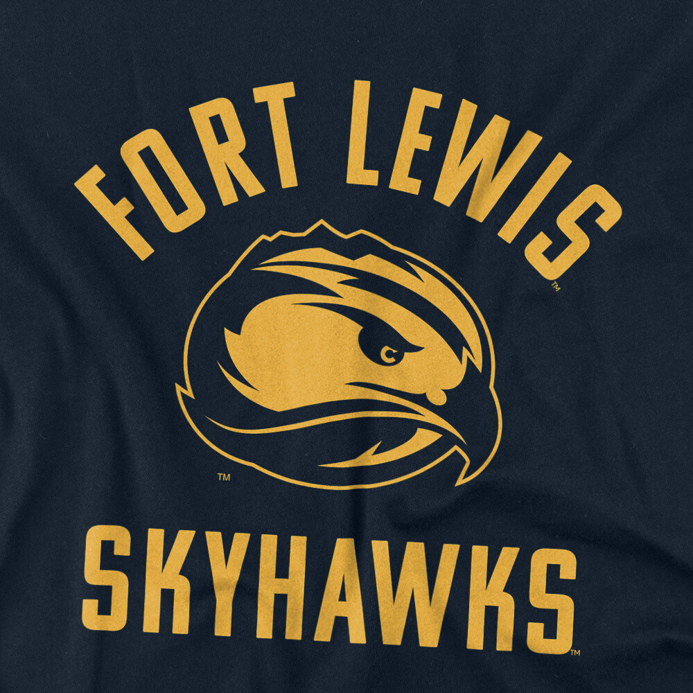 Fort Lewis College Adult T-Shirt One Color Logo, Navy, S-5XL