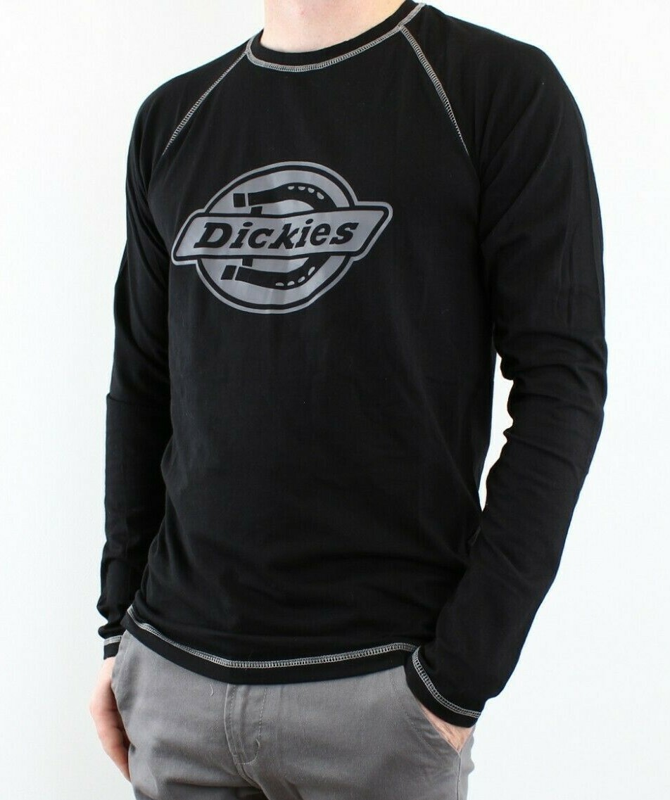 Dickies Atwood Men&rsquo;s Long Sleeve T-Shirt, Relaxed Fit, Graphic Chest Logo, Black