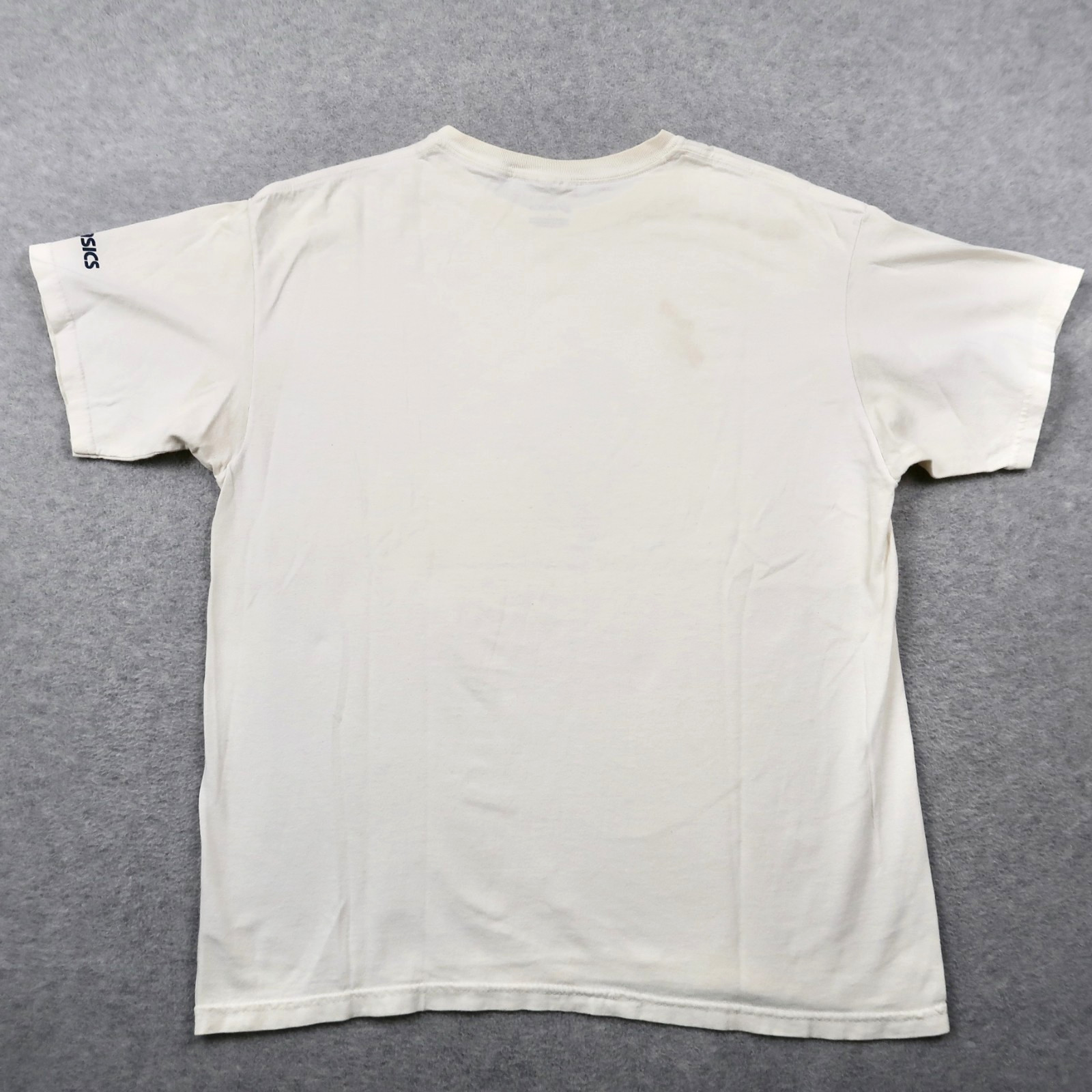 Vintage Y2K ASICS T Shirt L White Short Sleeve Sound Mind Sound Body Graphic