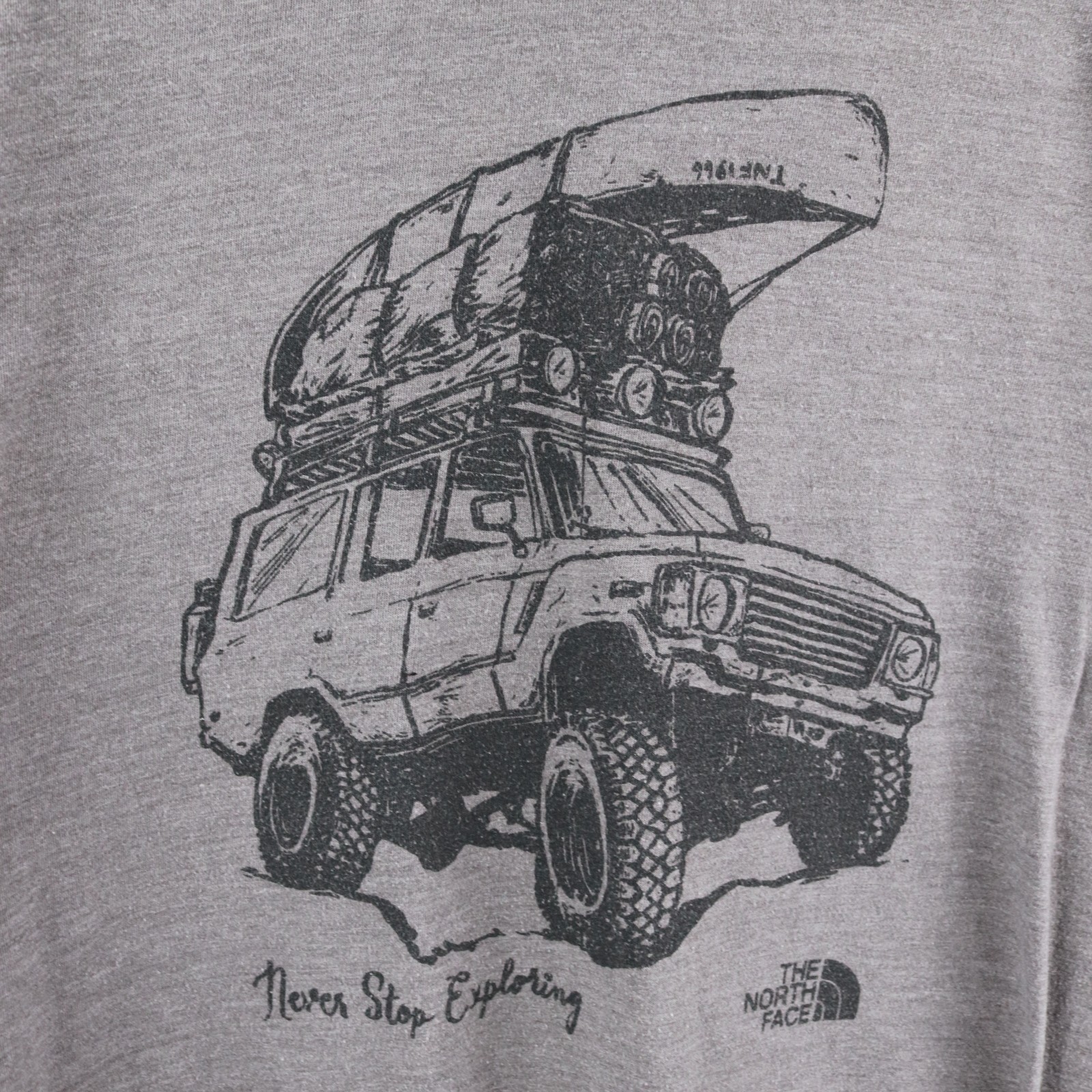 The North Face Mens T-Shirt L Grey Slim Fit Logo Printed Large