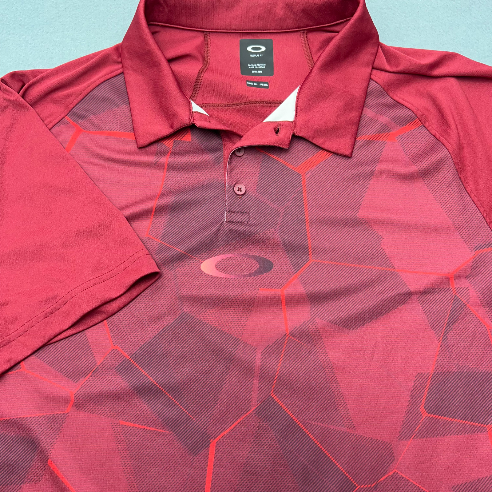 Oakley Men&rsquo;s 2XL (XXL) Red Graphic/Abstract Golf Polo Short Sleeve Performance