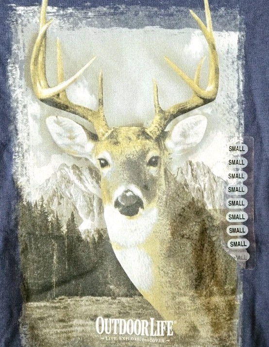 Outdoor Life T-Shirt Men&rsquo;s Small Deer Hunting BIG BUCK Navy Blue NWT