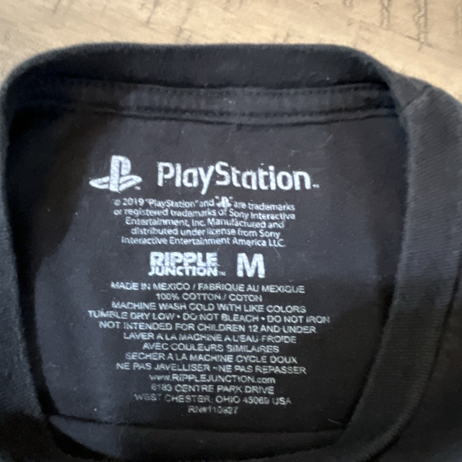 2019 PlayStation Men&rsquo;s Black Logo Graphic Print Crew Neck Cotton T-Shirt Size M