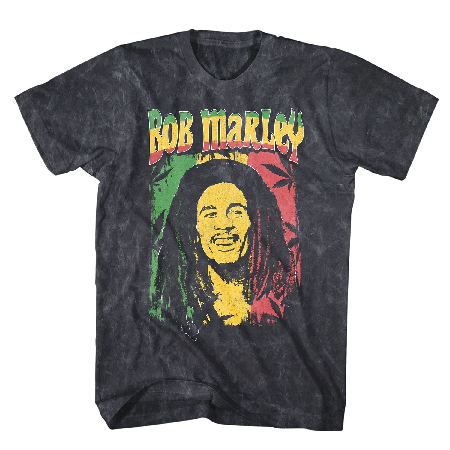 Men&rsquo;s Bob Marley Ganja On Mineral Wash T-shirt XX-Large Black