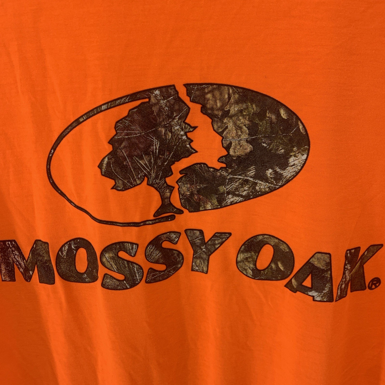 New Mossy Oak Blaze Orange With Camo Graphic Lightweight T Shirt Size Large
