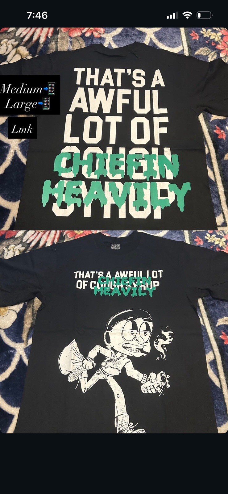 BRAND NEW WHITE THATS A AWFUL LOT OF COUGH SYRUP SHIRT »CHEIFIN HEAVILY »🔥