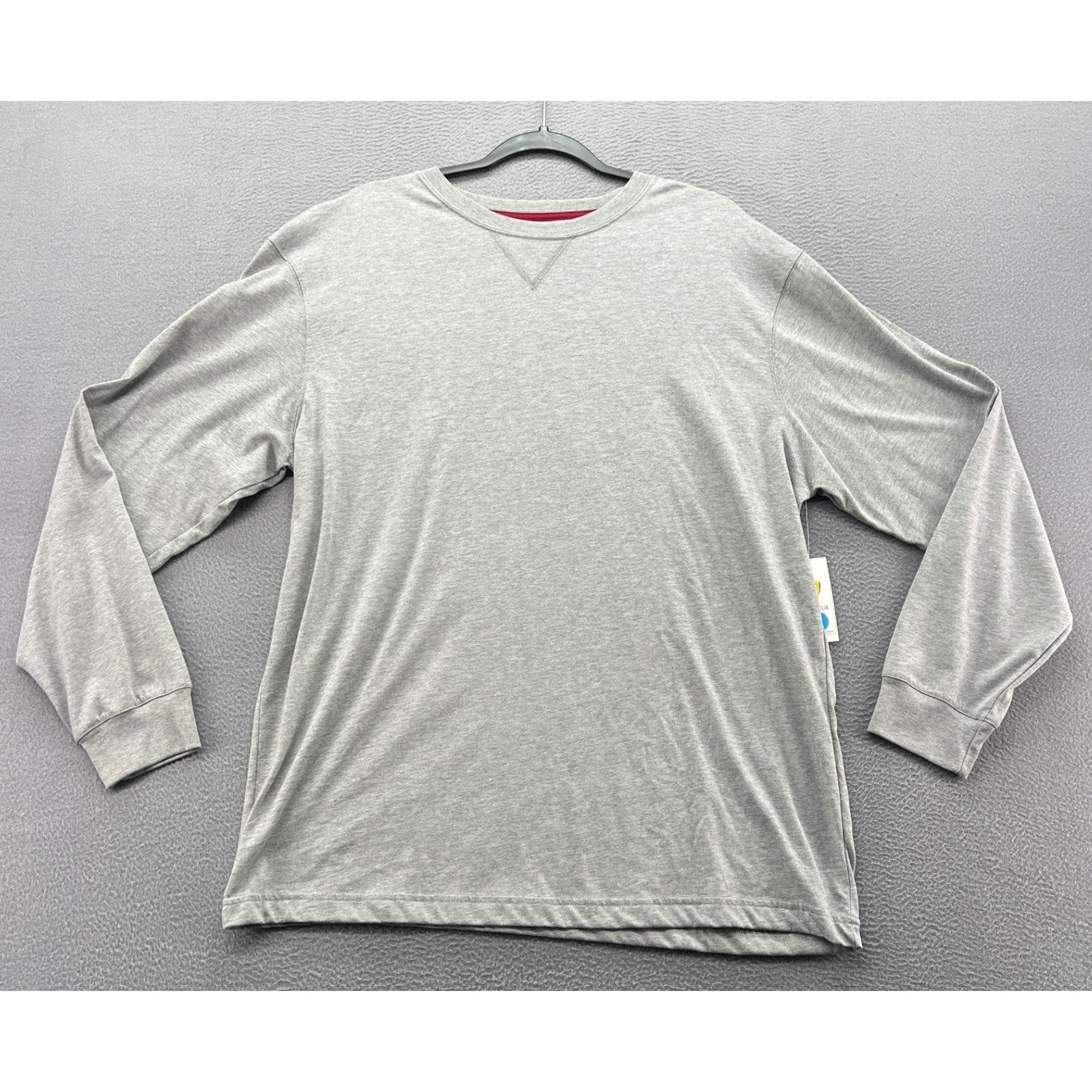 Cremieux Loungewear Shirt Mens Large Gray Long Sleeve Tee Crewneck V-Stitch NWT