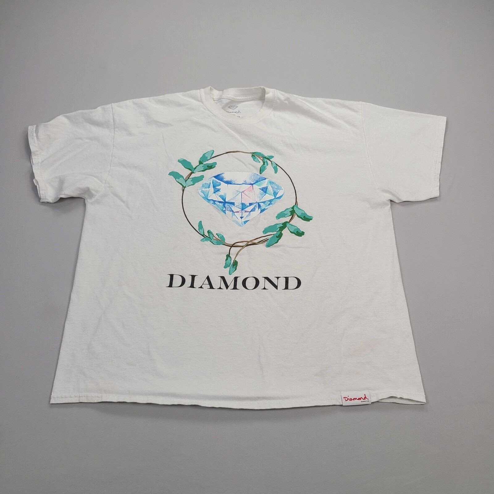 Diamond Shirt Mens 2XL XXL White Comfort Casual Outdoors Stylish Logo