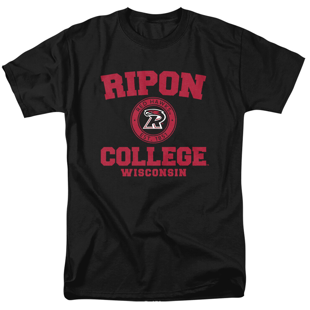 Ripon College Adult T-Shirt Circle Logo, Black, S-5XL