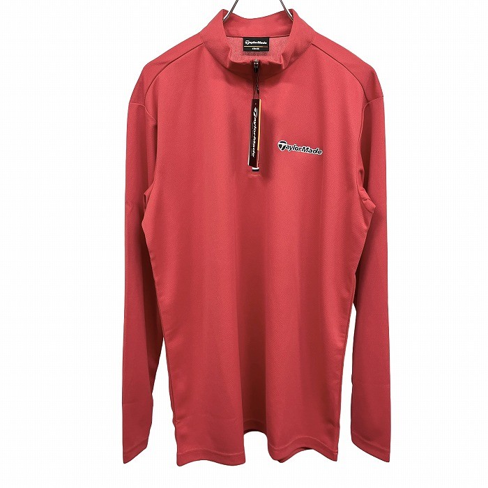 TaylorMade Golf Men&rsquo;s Red High Neck Half-Zip Polo Shirt Logo Embroidery M