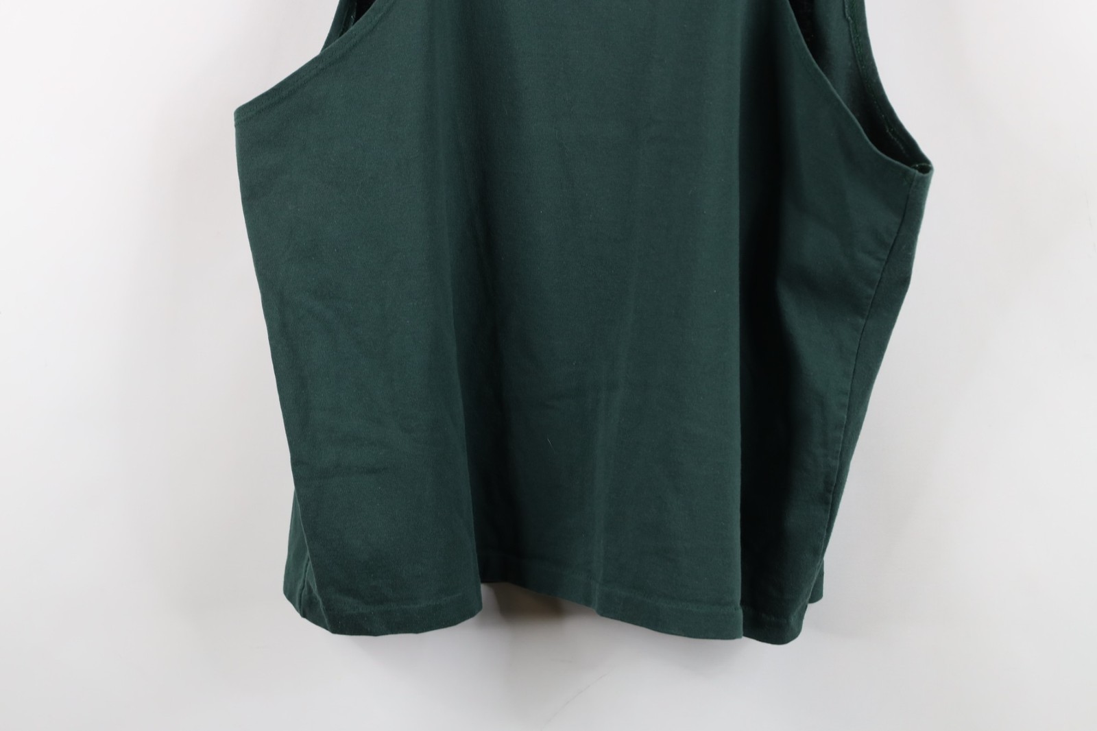 Vintage 90s Streetwear Mens Medium Faded Bank Tank Top T-Shirt Hunter Green USA