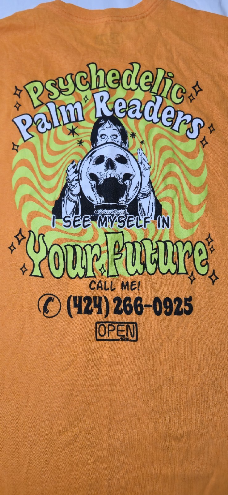 OPEN925 Psychedelic Palm Readers Orange Graphic Print Men&rsquo;s T-Shirt 2XL